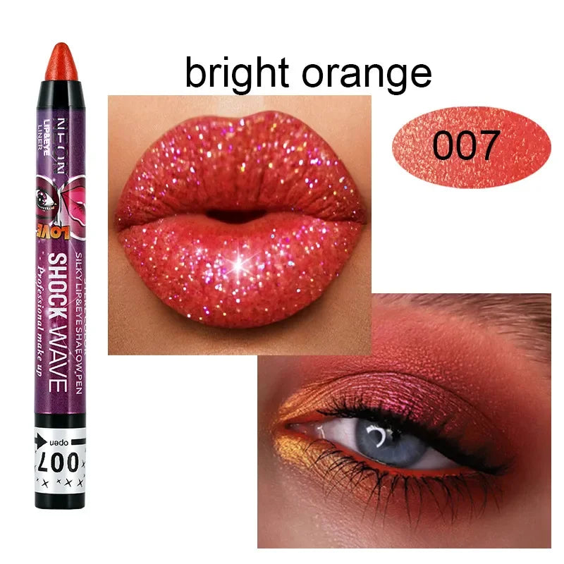 2 In 1  Eyeshadow Lipstick Stick Pencil Waterproof