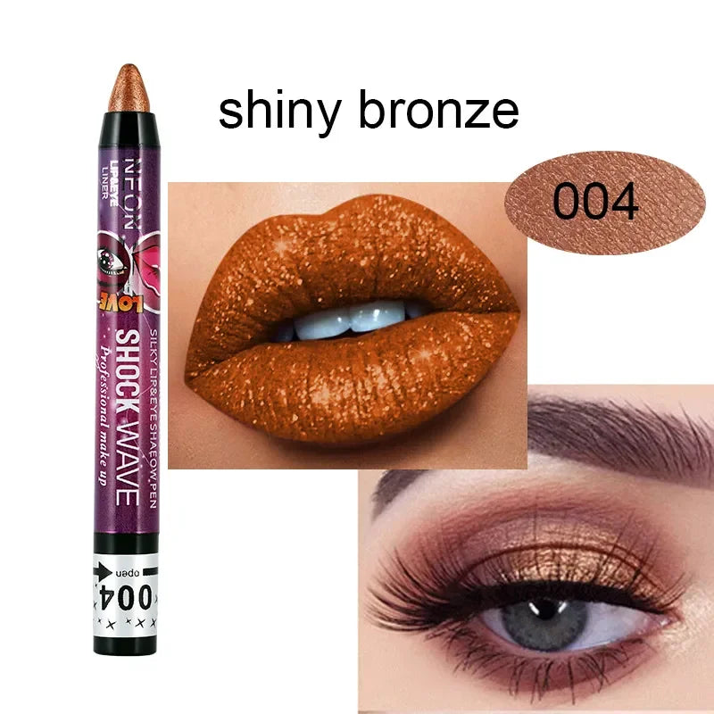 2 In 1  Eyeshadow Lipstick Stick Pencil Waterproof